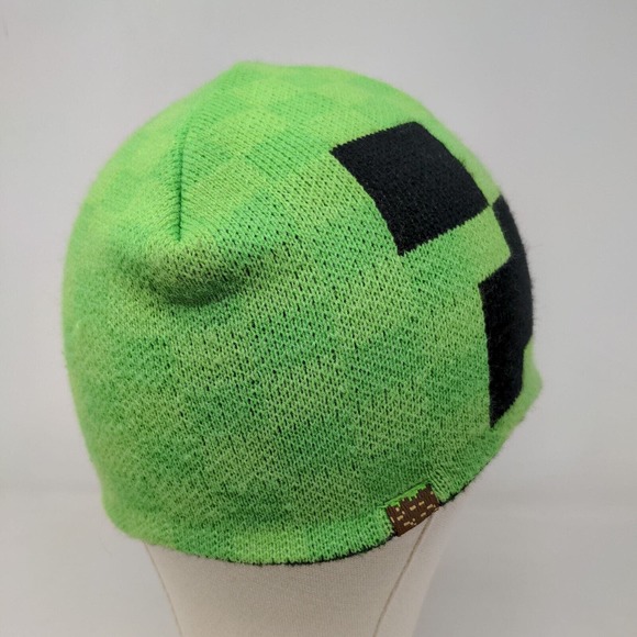 Jinx Boy's Knit Minecraft Beanie Cap Hat Green Creeper 100% Acrylic - Picture 4 of 10